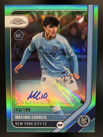 2026 Topps Chrome MLS Maximo Carrizo #CA-MC Auto Aqua Refractor /199 RC