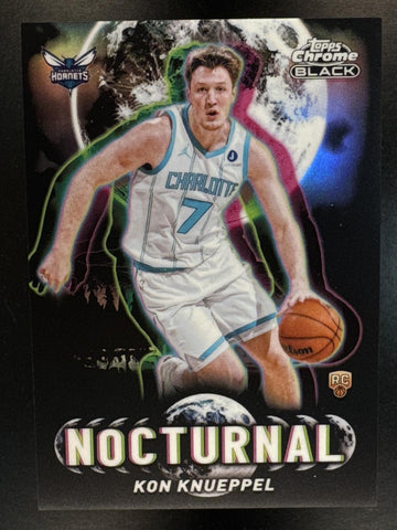 2025-26 Topps Chrome Black Kon Knueppel #NO-18 Nocturnal SP RC Hornets