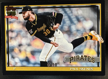 2026 Topps Series 1 Paul Skenes #T91-50 1991 Black 5/10 Pirates