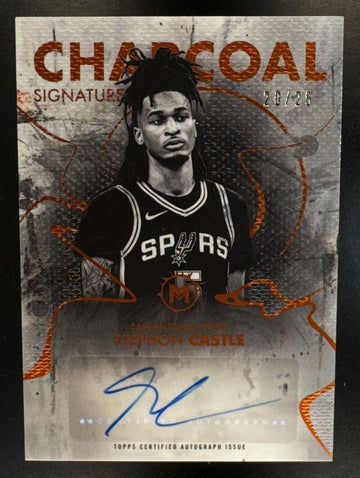 2025 Topps Motif Stephon Castle #CS-SC Charcoal Signatures Orange /25 Spurs