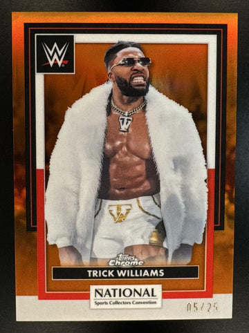 2026 Topps NSCC Collection Trick Williams #WWE-20 WWE Orange Refractor 5/25