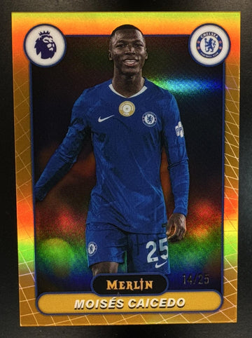 2026 Topps Merlin Premier League Moises Caicedo #61 Orange Refractor /25 Chelsea
