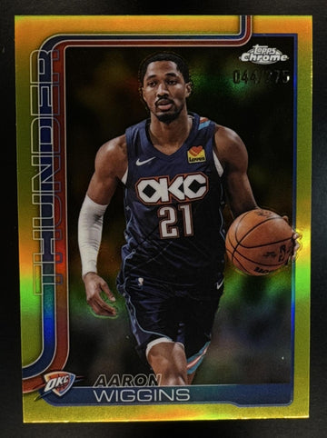 2025-26 Topps Chrome Update Aaron Wiggins #132 Yellow Refractor 44/275 Thunder
