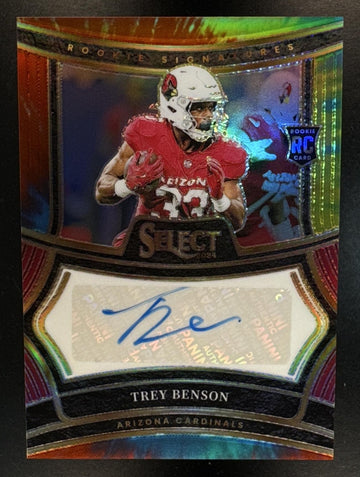 2024 Panini Select Trey Benson #RSP-TBN Rookie Signatures Tie-Dye Prizm /25 Auto Cardinals