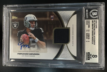 2026 Topps Fernando Mendoza #NFLRMA-FM NFL Rookie Material Auto /99 BGS 8 Auto 10