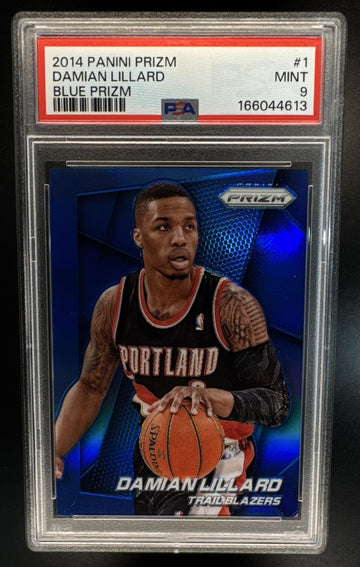2014-15 Panini Prizm Damian Lillard #1 Prizms Blue 75/99 Trail Blazers PSA 9