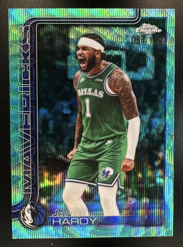 2025-26 Topps Chrome Update Jaden Hardy #140 Aqua Wave Refractor /199 Mavericks