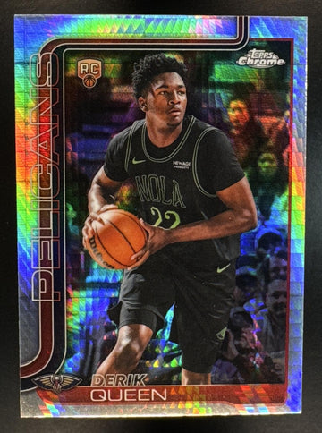 2025-26 Topps Chrome Update Derik Queen #163 Prism Refractor RC Pelicans