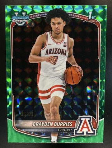 2025 Bowman Brayden Burries Chrome Green Geometric Refractor /99 1st Prospect