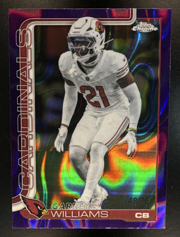 2025 Topps Chrome Garrett Williams #6 Purple Lava Refractor 49/75 Cardinals