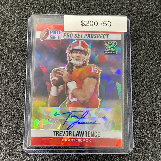 2021 NFL Trevor Lawrence Leaf Pro Set Cracked Ice Rookie Auto /50