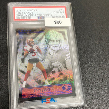 2021 NFL Illusions Trey Lance Trophy Collection Dots PSA 10