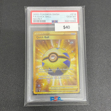 2020 Pokémon Quick Ball Secret Sword & Shield PSA 10