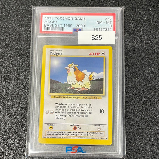 1999 Pokémon Pidgey Base Set PSA 8