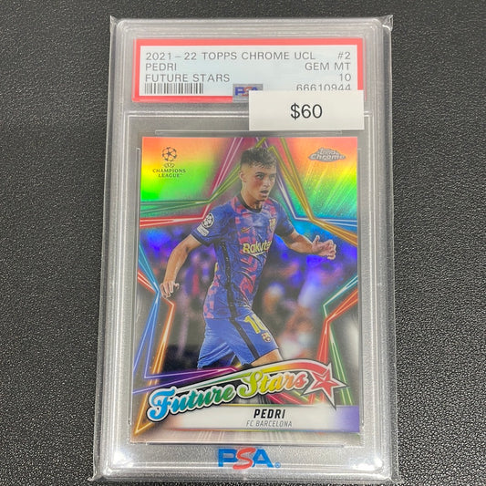 2021-22 Pedri Topps Chrome UCL Future Stars PSA 10