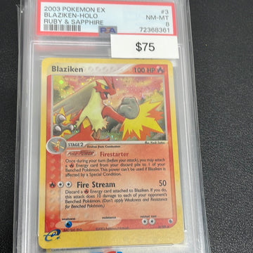 Pokemon Blaziken Holo 3/109 PSA 8