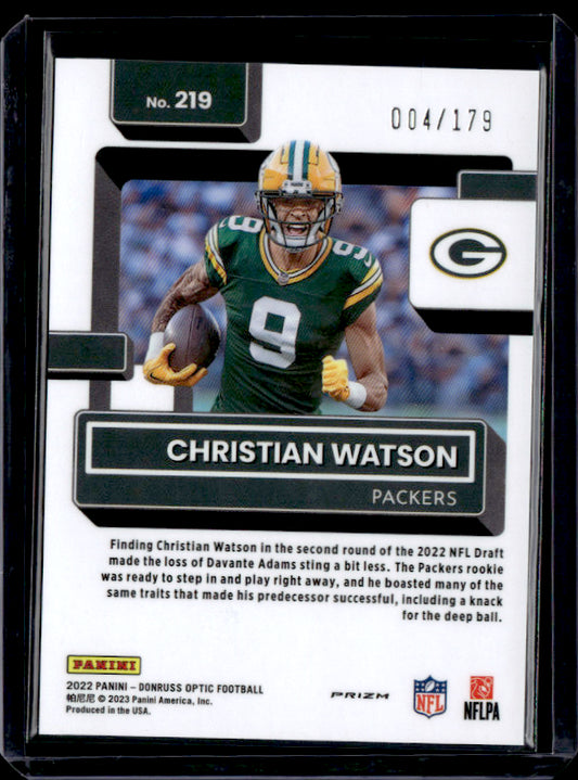 2022 Optic #219 Christian Watson /179 near mint