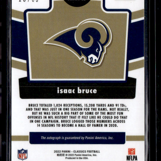 2022 Panini Classics # Isaac Bruce /35 auto History Makers Autographs near mint