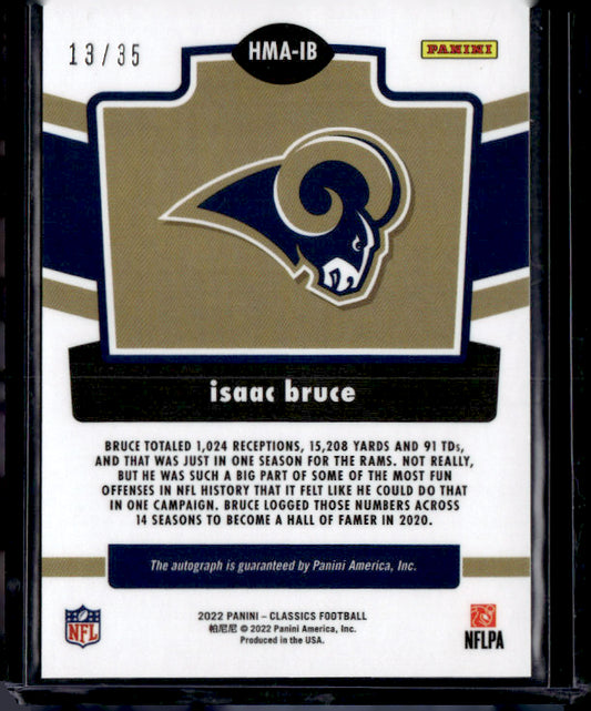 2022 Panini Classics # Isaac Bruce /35 auto History Makers Autographs near mint