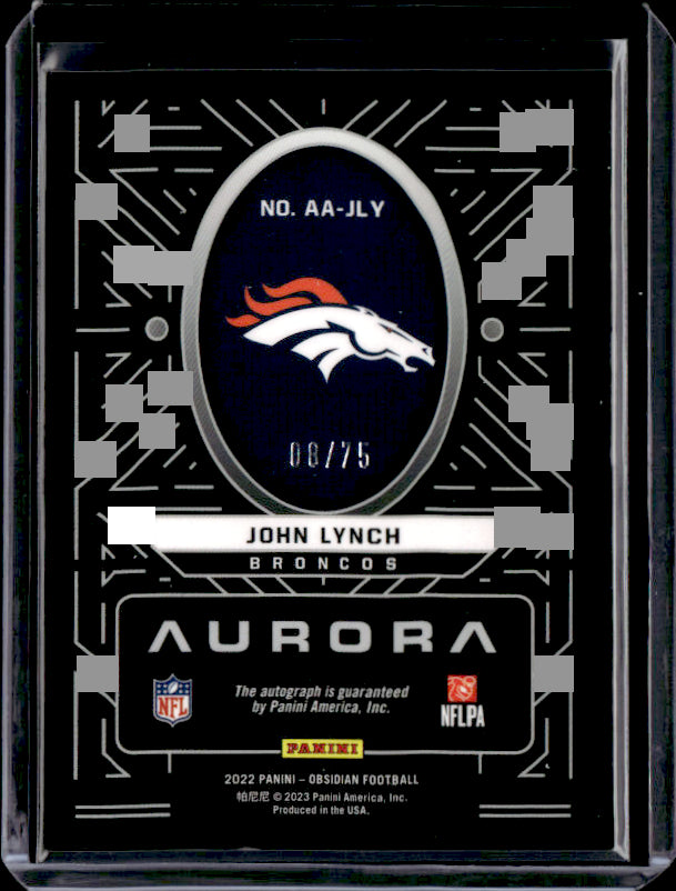 2022 Panini Obsidian # John Lynch /75 auto Magmatic Signatures Electric Etch Orange near mint