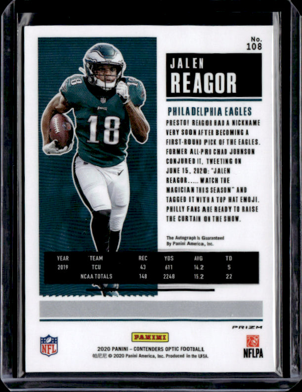 2020 Optic Contenders # Jalen Reagor Next Up near mint