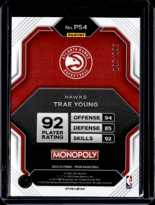 2022 Prizm #/199 Trae Young monopoly near mint