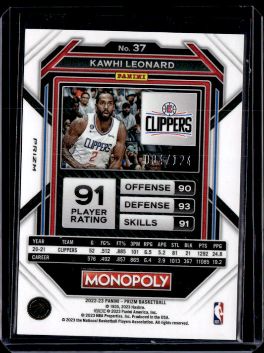 2022 Prizm # Kawhi Leonard /124 near mint