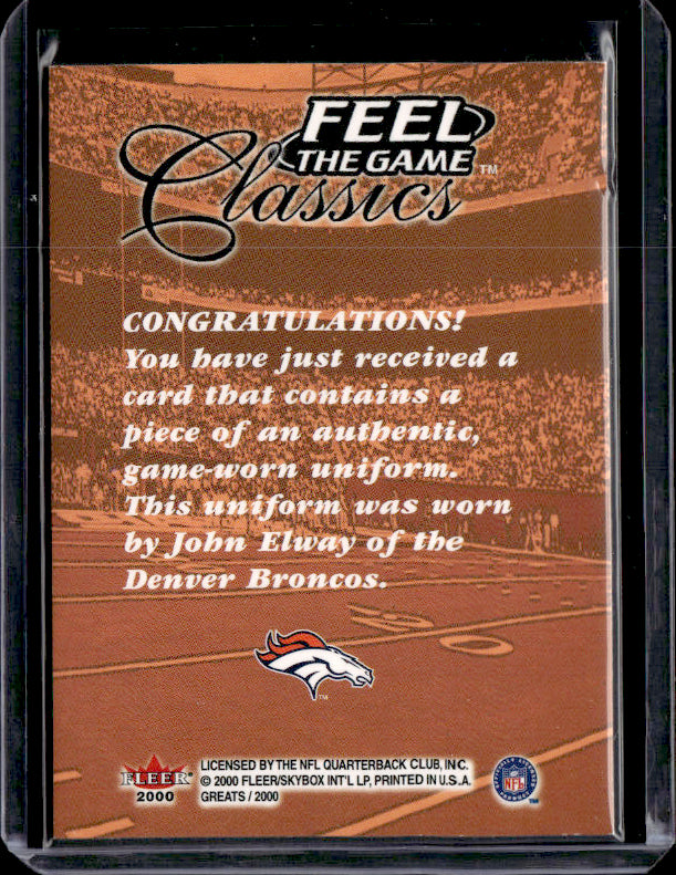 2000 Fleer Feel the game #NNO John Elway patch Feel the Game Classics near mint