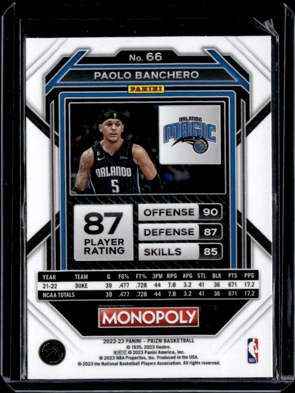 2022 Prizm # Paolo Banchero Monopoly