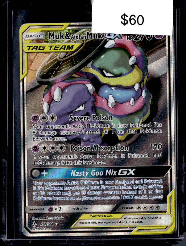  Pokemon #197/214 Muk & Alolan Muk GX Full Art