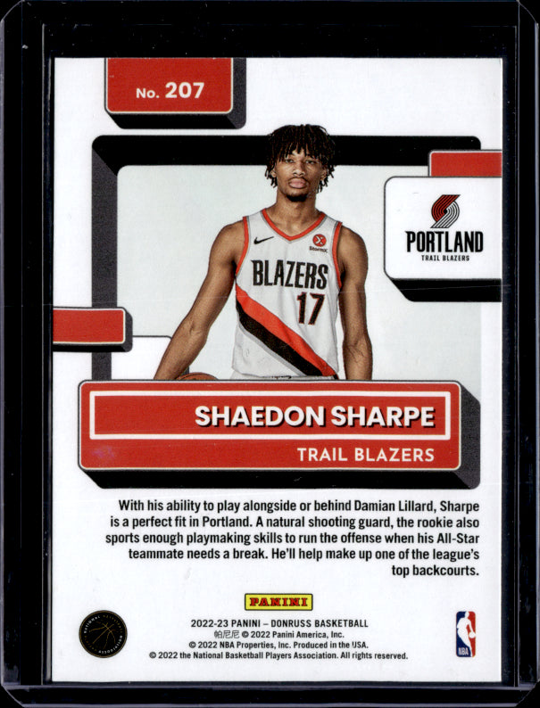 2022 Donruss #207 Shaedon Sharpe Rated Rookie Green Lazer