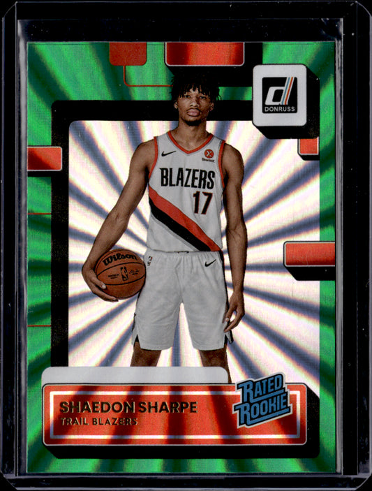 2022 Donruss #207 Shaedon Sharpe Rated Rookie Green Lazer