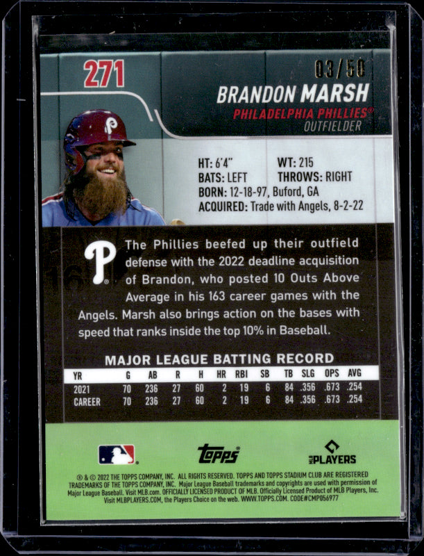 2022 Topps Stadium Club Chrome #271 Brandon Marsh /50