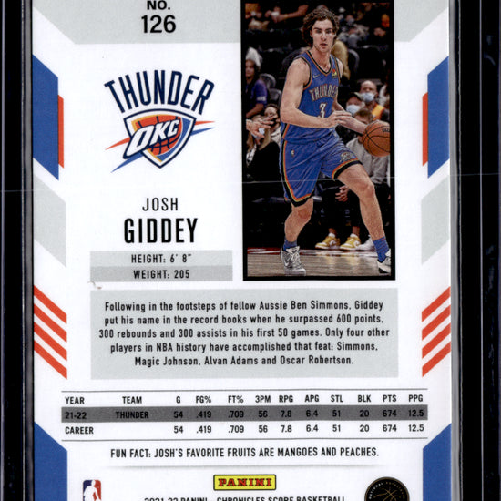 2021 Panini Chronicles #126 Josh Giddey /75