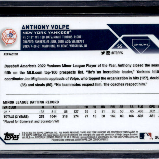 2023 Topps Chrome #4 Anthony Volpe refractor