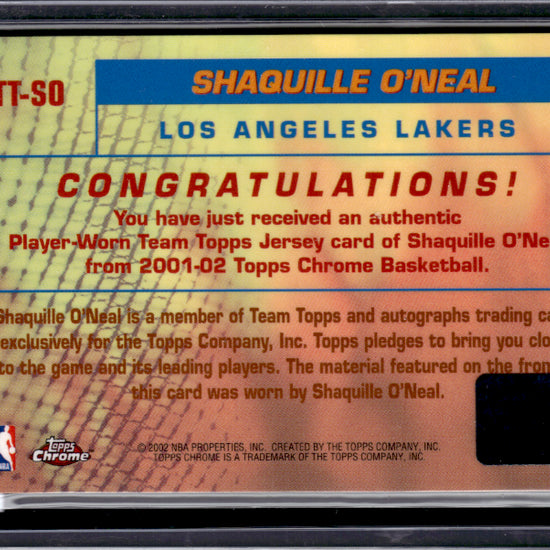 2002 Topps Chrome #TT-SO Shaquille O'Neal jersey patch Team Topps Jerseys