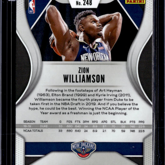 2019 Panini Prizm #248 Zion Williamson
