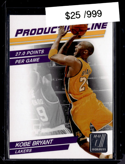 2010 Donruss #4 Kobe Bryant /999 Production Line Rack Packs