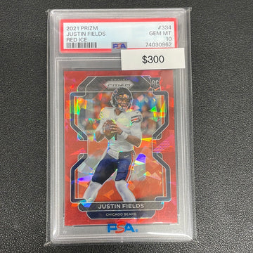 2021 NFL Justin Fields Prizm Red Ice PSA 10