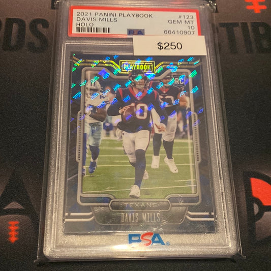 2021 Playbook Davis Mills RC Holo PSA 10